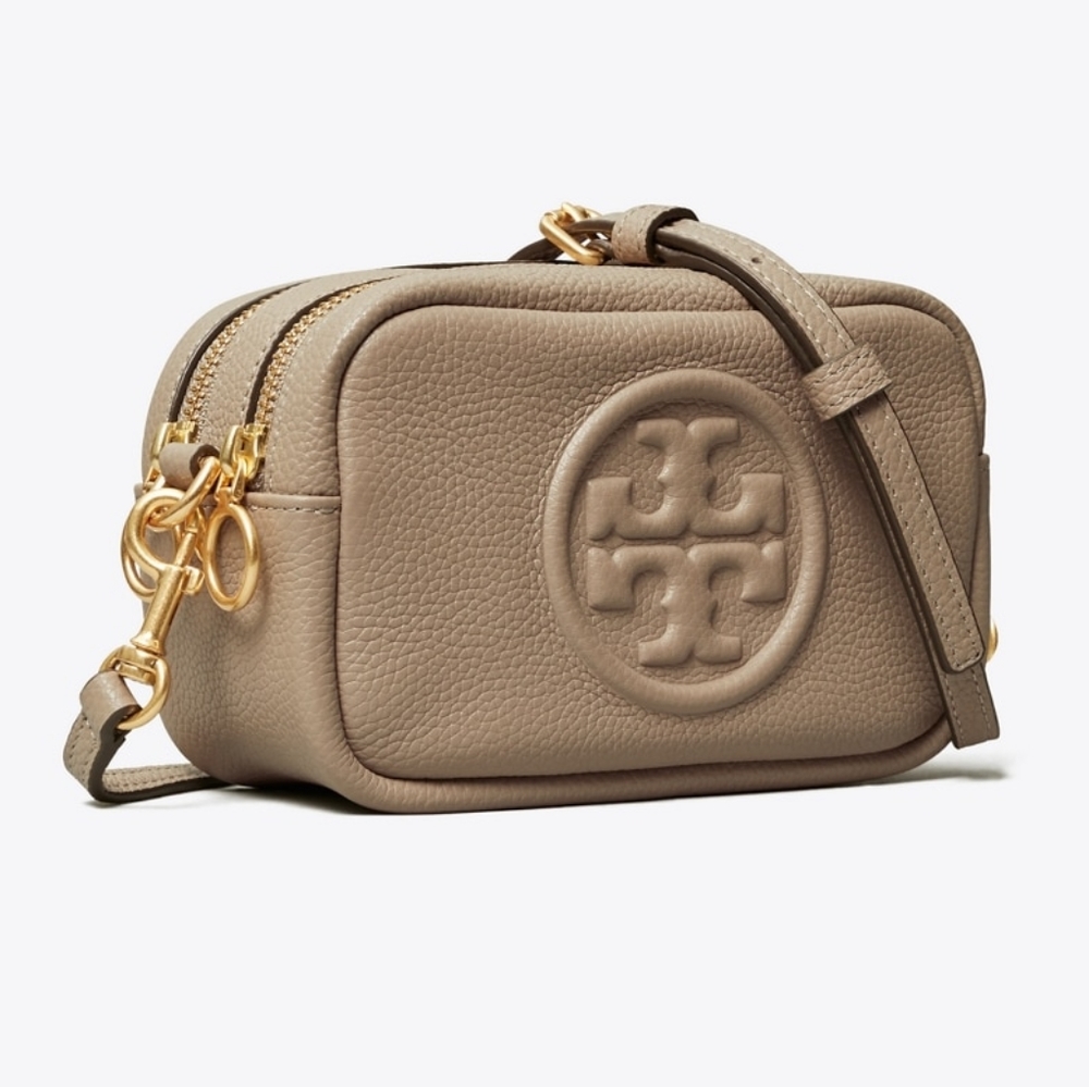 AUTHENTIC Tory Burch Women's Grey Perry Bombe Mini camera Bag - Picture 1 of 6